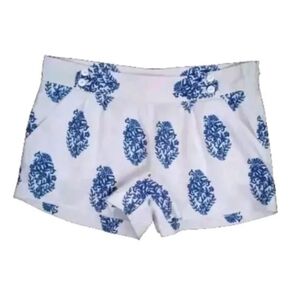 Vineyard Vines Womens Shorts 100% Linen Size 6 White Blue Lightweight Pockets